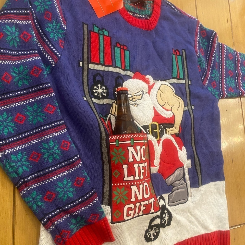 Men’s Christmas Sweater Beer Holding Ugly Christmas Sweater New size large - Picture 2 of 12